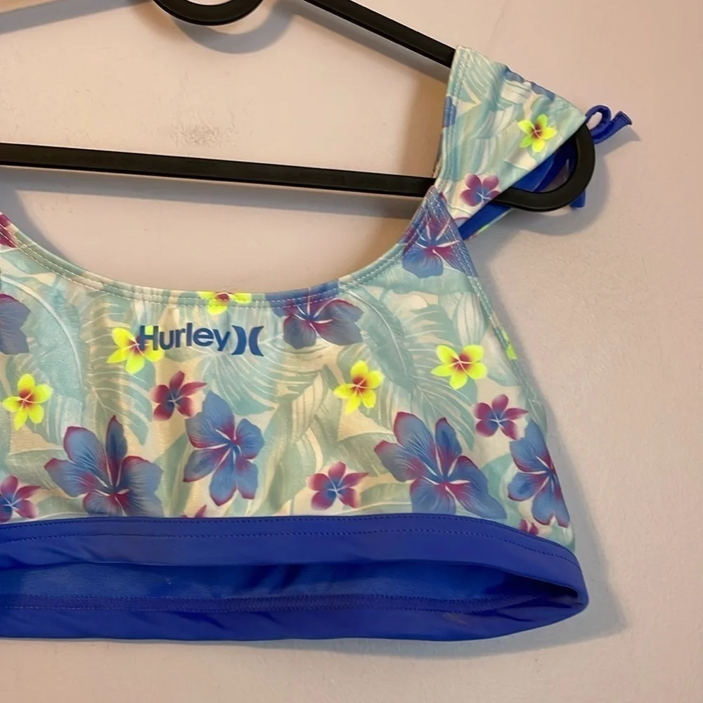 Hurley Cap Sleeve Wide Cinch Strap Floral Bikini Top size XL (13-15 years)